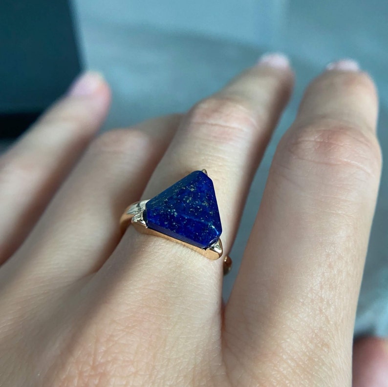 Lapis Lazuli Ring  Authentic Blue Lapis Lazuli Gemstone Ring image 5
