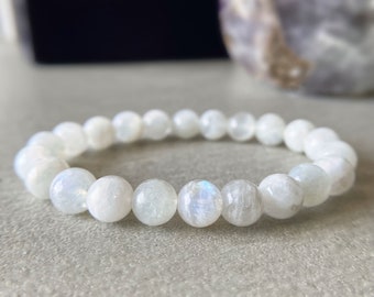 Gemstone Bracelet Moonstone Bracelet for Women by ASANA - AAA Grade Natural Moonstone Crystal Bracelet for New Beginnings, Clarity, Wisdom