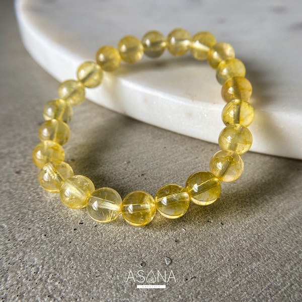 Beaded Bracelet Citrine Bracelet for Abundance by ASANA - AA Grade Natural Citrine Crystal Bracelet Yellow Bracelet for Luck, Wealth, Calm