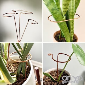 Copper Track & Hook Plant Sticks, Modern Plant Supports, Minimalist Plant Stakes, Snake Plant Support, Monstera Plant Support, 2 Designs