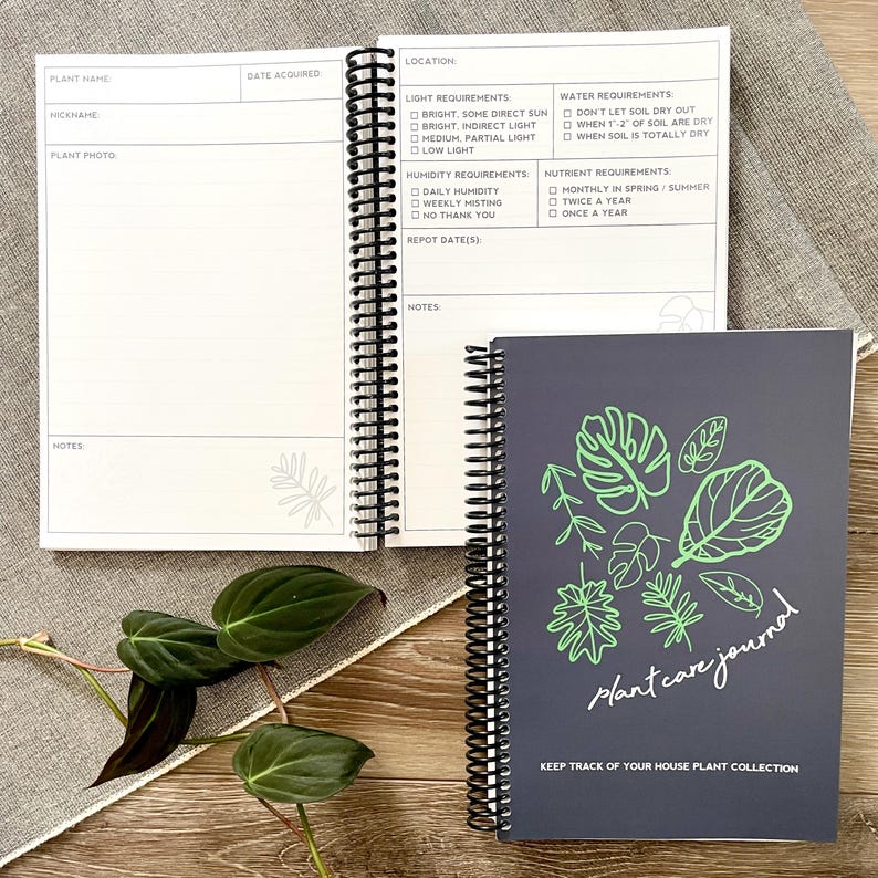 Plant Journal, House Plant Diary, Plant Care Journal, Plant Tracker, Garden Notebook, Gift for Gardener, Houseplant Journal