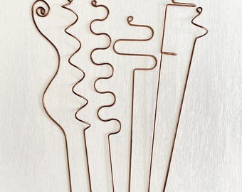 Copper Plant Stick, Houseplant Stakes, Copper Plant Trellis, Modern Plant Decor, Multiple Design Options