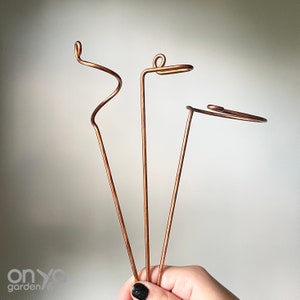 Mini Stem Supports Set of 3, Copper Stem Supports Set, Minimal Plant Support Stakes, Simple Plant Supports, Plant Sticks for Small Plants