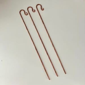 Copper Garden Shepherd Hooks, Copper Label Hangers, Herb Markers, Copper Plant Tag Hanger, Copper Place Card Hanger, Set of 3
