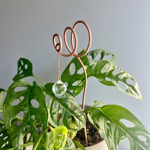 Plant Suncatcher, Vortex Plant Sun Catcher, Copper Plant Support, Crystal Prism Stake, Plant Room Decor, 2 Length Options