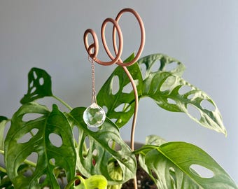 Plant Suncatcher, Vortex Plant Sun Catcher, Copper Plant Support, Crystal Prism Stake, Plant Room Decor, 2 Length Options