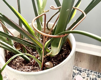 Copper Track Plant Stick, Leaning Houseplant Support, Plant Stem Holder, Modern Plant Stake