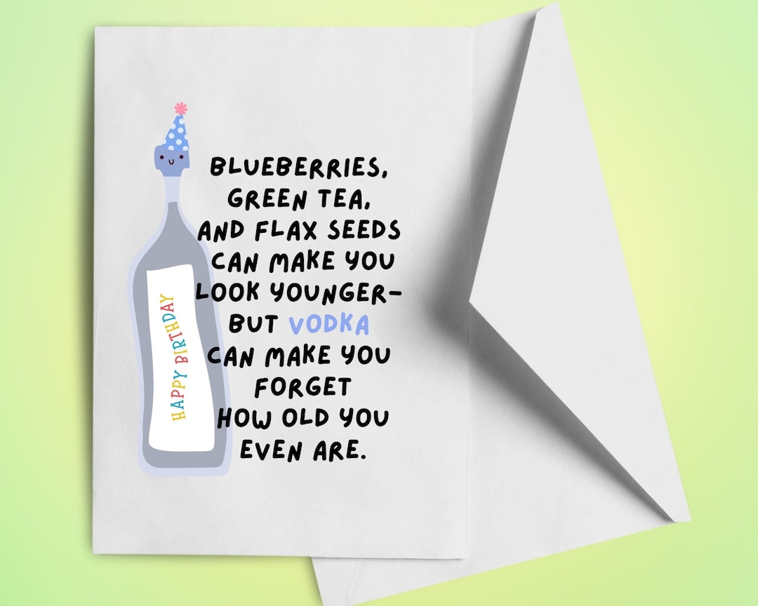 Funny Vodka Lovers Birthday Card, Funny Alcohol Birthday Card, Funny