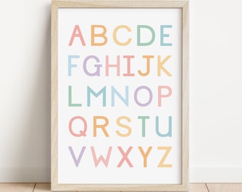 Pastel Rainbow Alphabet Capitals Poster, Alphabet Poster, Classroom Decor, Educational Print, Montessori Poster, Homeschool DIGITAL DOWNLOAD