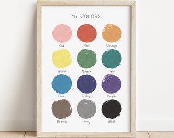 Colors Poster, Classroom Decor, Educational Print, Montessori Poster, Homeschool Poster, DIGITAL DOWNLOAD