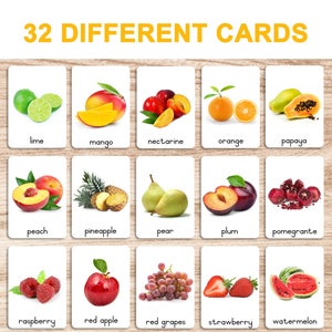 Fruits • Printable Flash Cards • 3 Part Cards • Montessori Cards ...