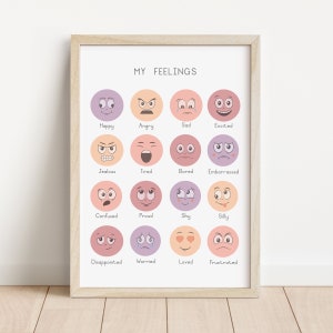 Pastel Feelings Poster, Emotions Poster, Classroom Decor, Educational Print, Montessori Poster, Homeschool Posters, DIGITAL DOWNLOAD