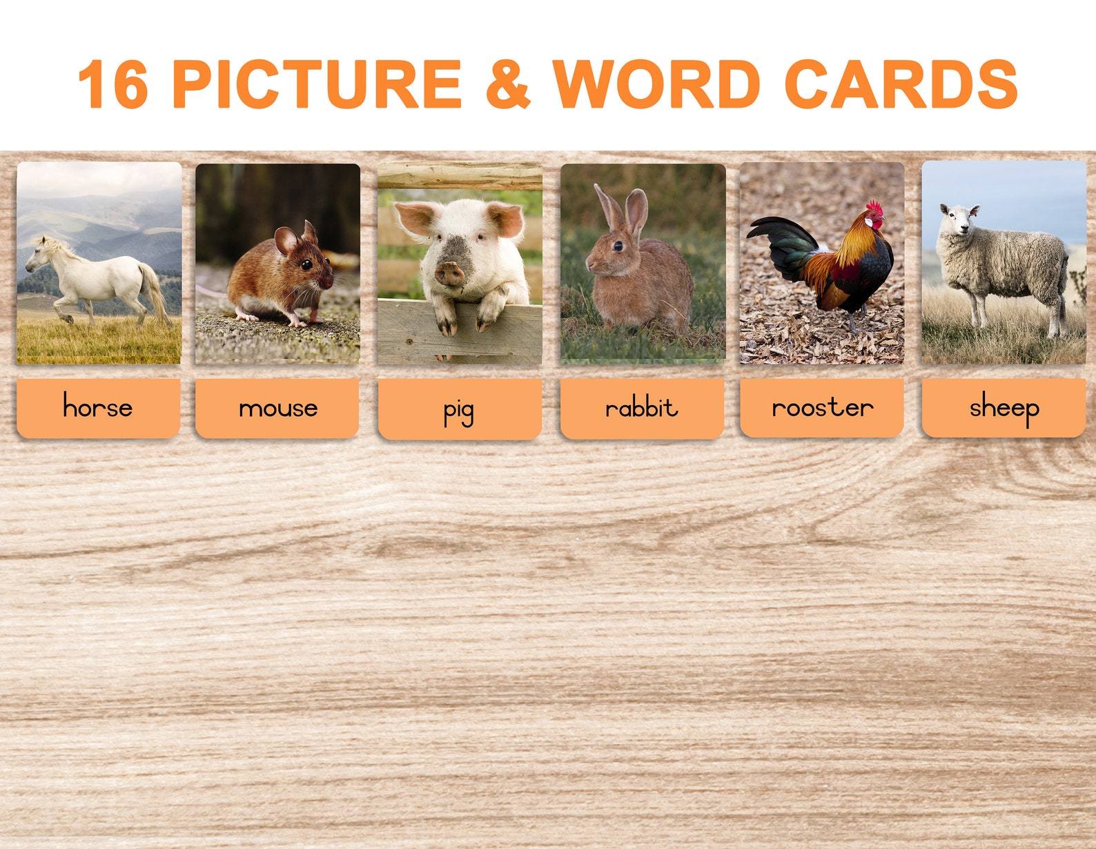 Farm Animals • Printable Flash Cards • 3 Part Cards • Montessori Cards ...