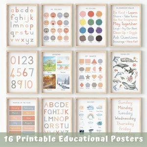 Decoración del aula, Conjunto de 16 carteles educativos - Calma, Impresiones de educación en el hogar, Montessori, Carteles educativos, DESCARGA DIGITAL