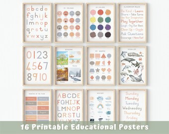 Classroom Decor, Set of 16 Educational Posters - Calm, Homeschool Prints, Montessori,  Educational Posters, DIGITAL DOWNLOAD