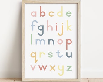 Rainbow Alphabet Lower Case Poster, Alphabet Poster, Classroom Decor, Educational Print, Montessori, Homeschool decor, DIGITAL DOWNLOAD