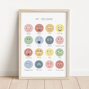 Rainbow Feelings Poster, Emotions Poster, Classroom Decor, Educational Print, Montessori Poster, Homeschool Posters, DIGITAL DOWNLOAD