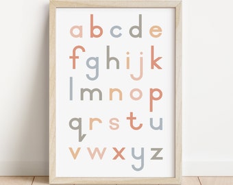Calm Alphabet Lower Case Poster, Alphabet Poster, Classroom Decor, Educational Print, Montessori Poster, Homeschool Poster, DIGITAL DOWNLOAD