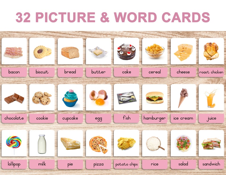 FOODS • Printable Flash Cards • 3 Part Cards • Montessori Cards • BONUS ...