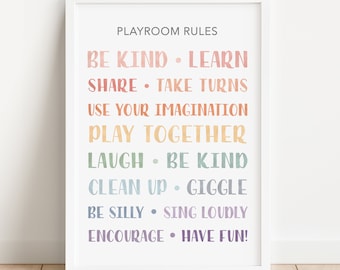 Playroom Rules, Playroom Poster, Kids Wall Decor, Educational Wall Art, Montessori Poster, Homeschool Decor, DIGITAL DOWNLOAD