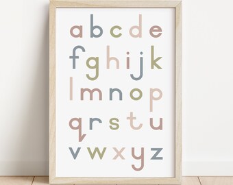 Alphabet Lower Case Poster, Alphabet Poster, Classroom Decor, Educational Print, Montessori Poster, Homeschool Posters, DIGITAL DOWNLOAD
