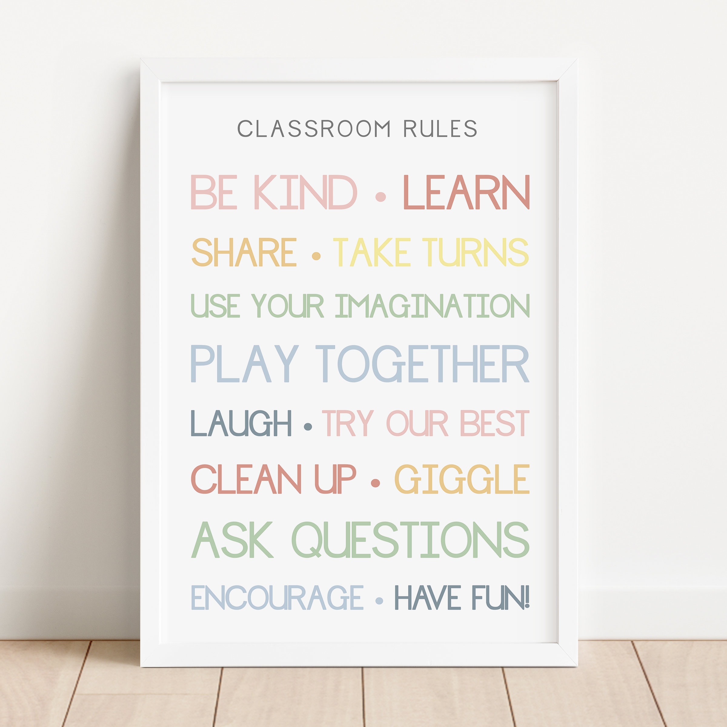 Rainbow Classroom Rules Caps, Classroom Rules, Educational Print ...