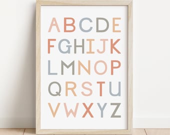 Calm Alphabet Capitals Poster, Alphabet Poster, Classroom Decor, Educational Print, Montessori Poster, Homeschool Posters, DIGITAL DOWNLOAD