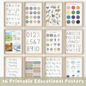 Conjunto de 16 carteles educativos: Tierra, decoración del aula, impresiones de educación en el hogar, cartel Montessori, Montessori, DESCARGA DIGITAL