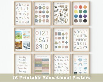 Set of 16 Educational Posters - Earth, Classroom Decor, Homeschool Prints, Montessori Poster, Montessori, DIGITAL DOWNLOAD