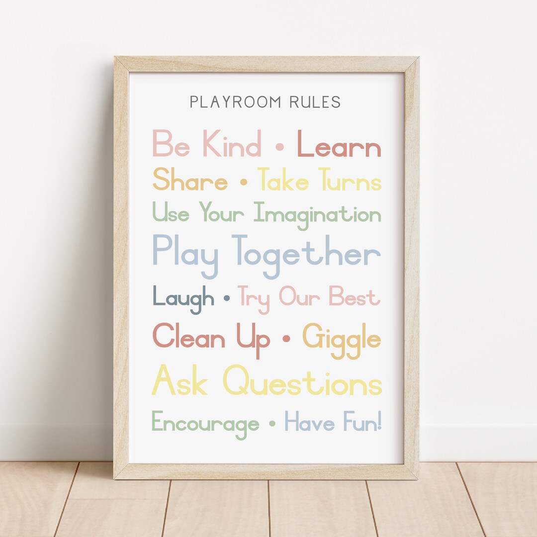 Rainbow Playroom Rules, Playroom Poster, Kids Wall Decor, Educational ...