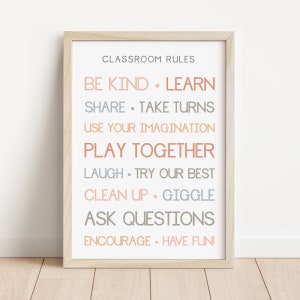Calm Classroom Rules Caps, Classroom Rules, Educational Print, Montessori Poster, Preschool Classroom Decor, DIGITAL DOWNLOAD