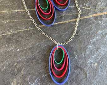 Tulip Concentric Oval Quilled Earring and Necklace Set