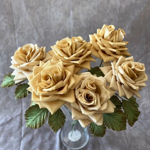Hand Dyed Crepe Paper Toffee Rose