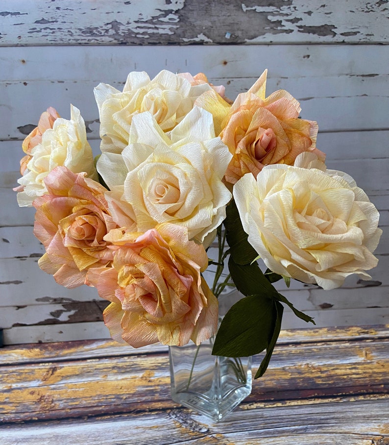 Hand Painted Crepe Paper Garden Rose Etsy