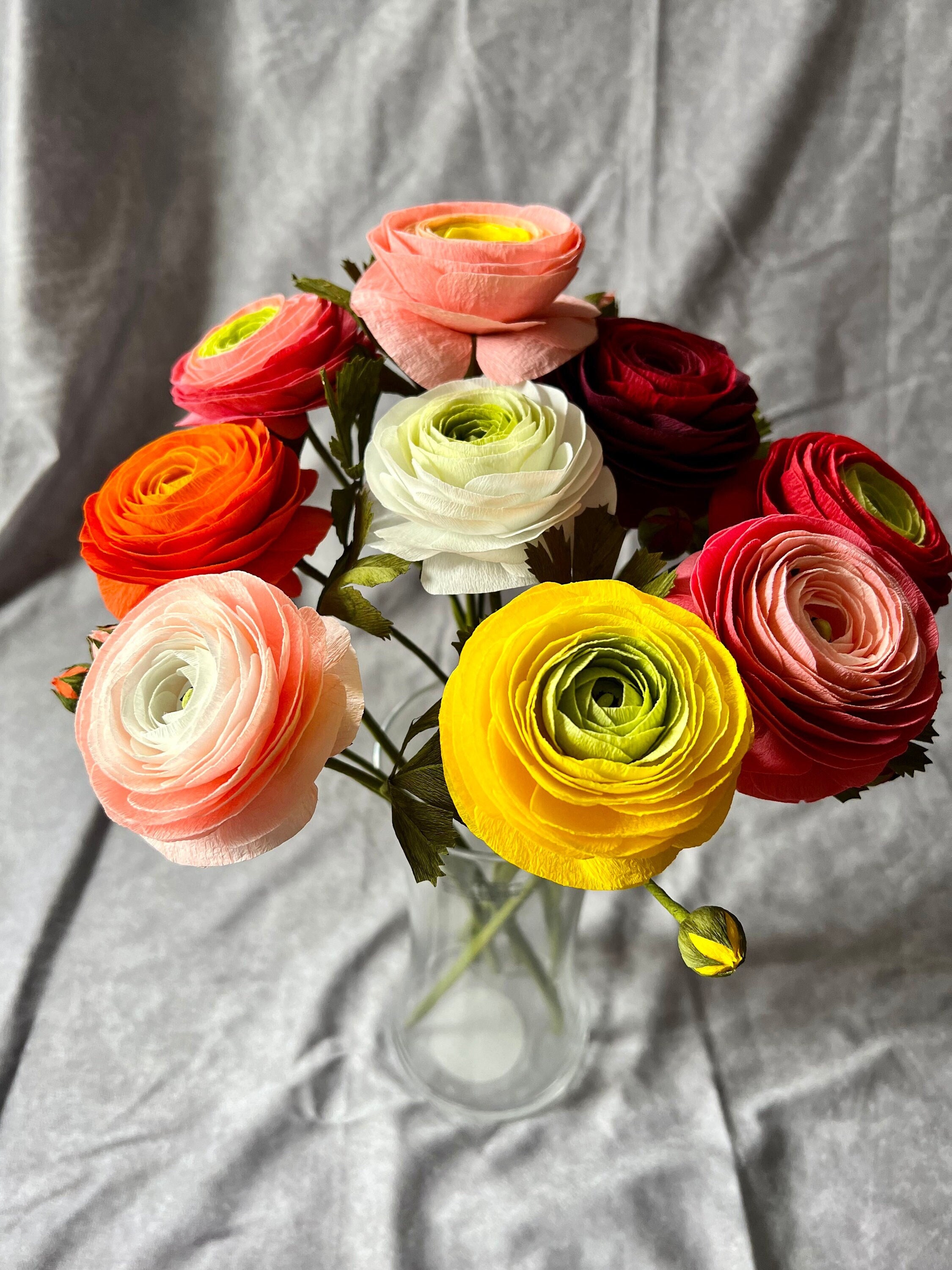 Bright Summer Bouquet, Crepe Paper Flowers Bouquet, Flower Gift for  Birthday, Floral Centerpiece, Realistic Paper Flowers 
