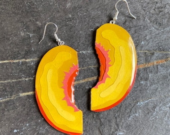 Juicy Peach Slice Earrings