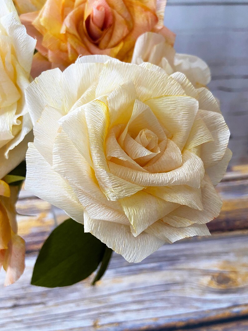 Hand Painted Crepe Paper Garden Rose Etsy