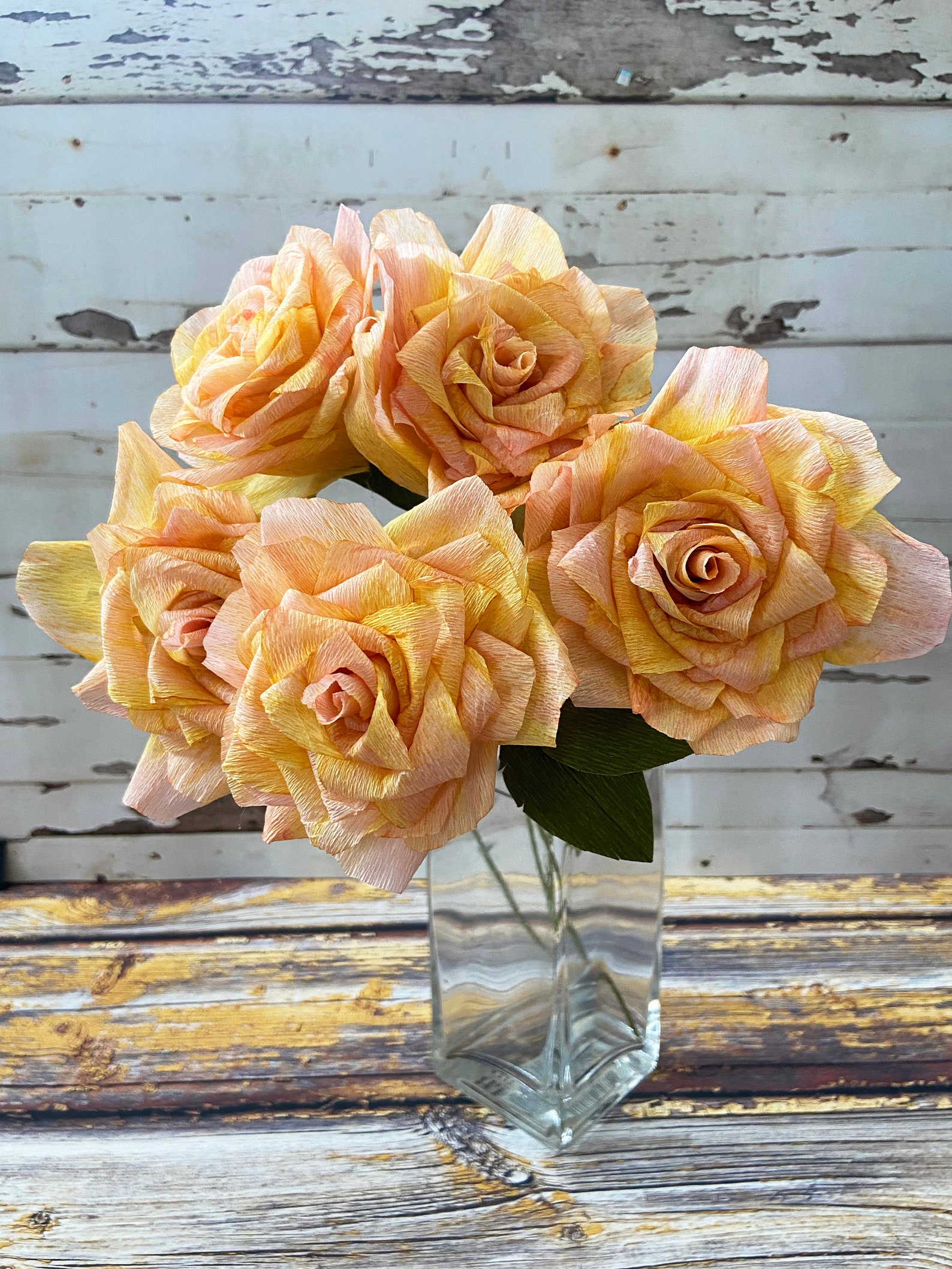 Hand Painted Crepe Paper Garden Rose Etsy