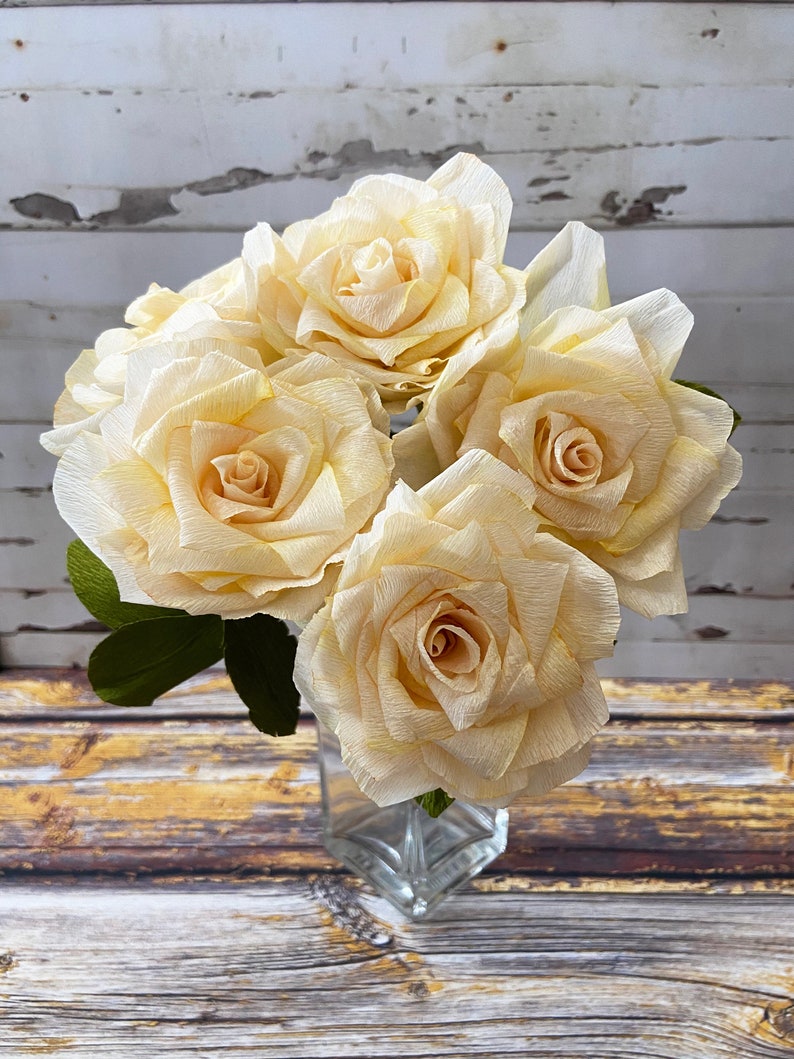 Hand Painted Crepe Paper Garden Rose Etsy