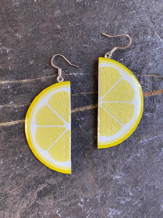 Lemon Wedge Earrings Etsy