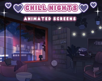 Aesthetic Animated Screens : "Chill Nights" | Loading, Paused, Offline | Aesthetic, Desk, Sunset, City, Lamp, Desk, Plants, Succulents