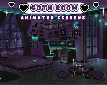 Dark Animated Screens : "Goth Home" | Loading, Paused, Offline | Aesthetic, Room, Windows, Bed, Gamer, Dark, Scary