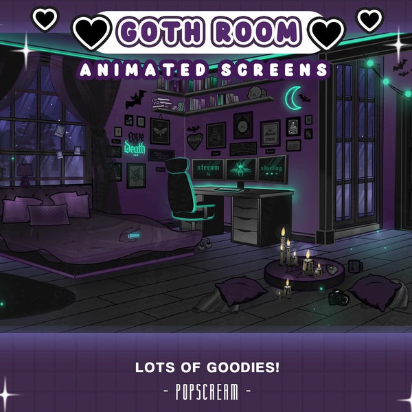 Dark Animated Screens : "Goth Home" | Loading, Paused, Offline | Aesthetic, Room, Windows, Bed, Gamer, Dark, Scary