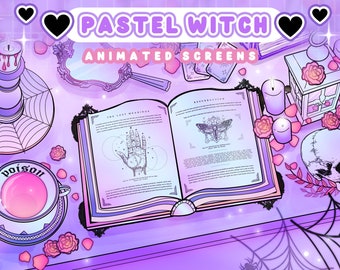 Witch Aesthetic Animated Screens : "Pastel Witch" | Loading, Paused, Starting | Pastel, Witch, Neon, Cute, Skull, Poison, Magic