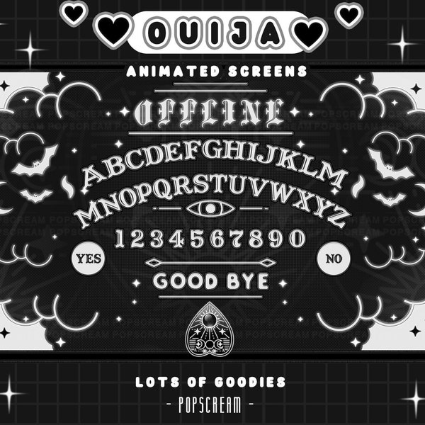 Dark Animated Twitch Screens (3): "Ouija" | Loading, Paused, Offline | Ouija Board, Planchette, Spell