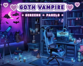 Goth Vampire Animated Twitch Screens and Panels (MP4/PNG)