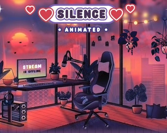 Cozy Green Gamer Aesthetic Animated Screens: Sunset Plants (MP4, PNG)