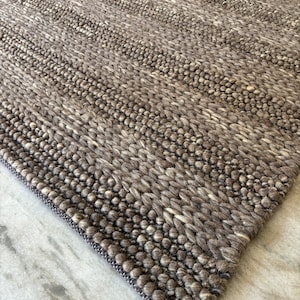 Brown Hand Woven Chunky Loop & Braided Chunky Scandinavian Modern Decor Soft Cozy Wool Rug. Customization Available - TheBrotherSisterCo