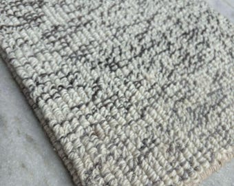 Handwoven, Chunky Wool, Loop Rug – Cream & Grey, Custom Size. TheBrotherSisterCo