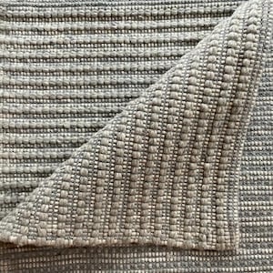 Hand Woven Grey Wool Area Rug, Chunky Knit Loop, Custom Size